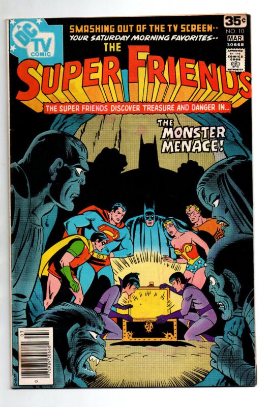 Super Friends #10 (DC Comics, 1977), raw comic book in FN/VF condition — front cover