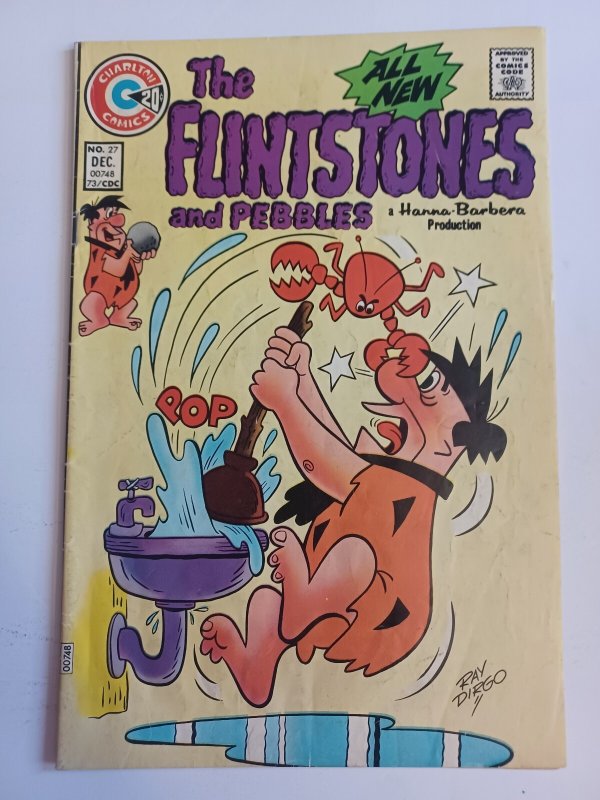 The Flintstones and Pebbles #27 (Charlton Comics, 1973), raw comic book in VG condition — front cover