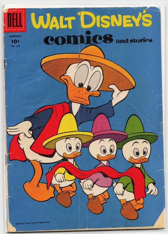 Walt Disney's Comics and Stories #208 (Dell, 1958), raw, ungraded comic book — front cover
