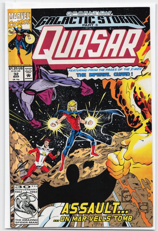 Quasar #32 (Marvel Comics, 1992), raw, ungraded comic book — front cover