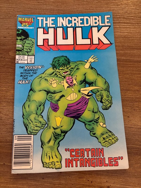 The Incredible Hulk #323 (Marvel Comics), raw comic book in VF condition — front cover