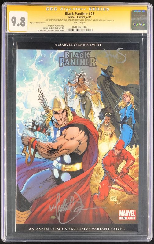 Black Panther #25 (Marvel Comics, 2007), CGC 9.8 graded comic book — front cover in its holder