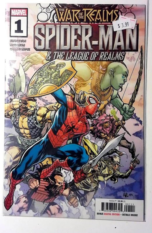 War Realms: Spider-Man & League Realms #1 (Marvel Comics, 2019), raw, ungraded comic book — front cover