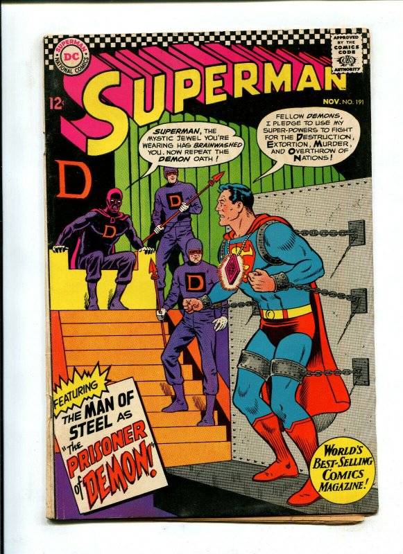 Superman #191 (DC Comics, 1966), raw comic book in 4.5 condition — front cover