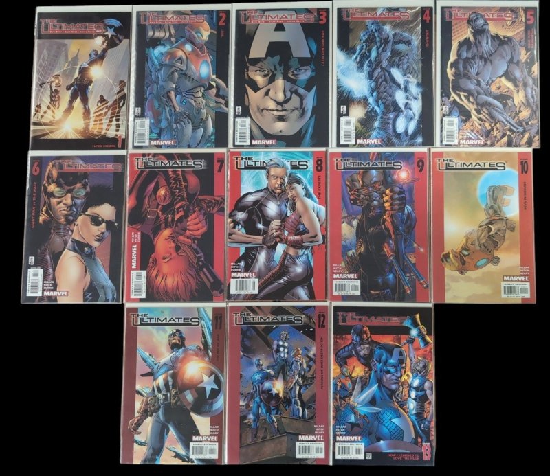The Ultimates #1-13 Run Lot 1st Appearance Nick Fury Chitauri 2002 Marvel F/VF (Marvel Comics, 2002), raw comic book in VF condition — front cover