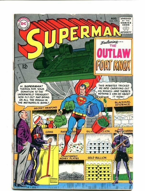 Superman #179 (DC Comics, 1965), raw comic book in VG condition — front cover