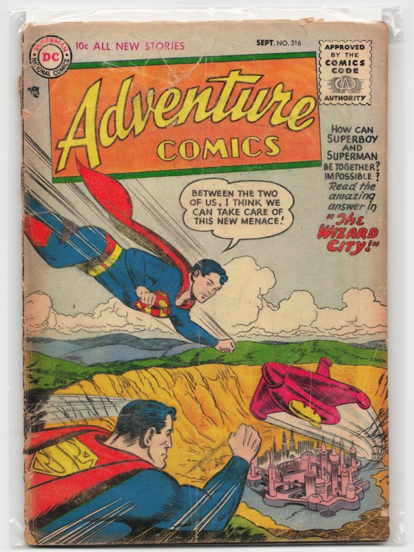 Adventure Comics #216 (DC Comics, 1955), raw, ungraded comic book — front cover