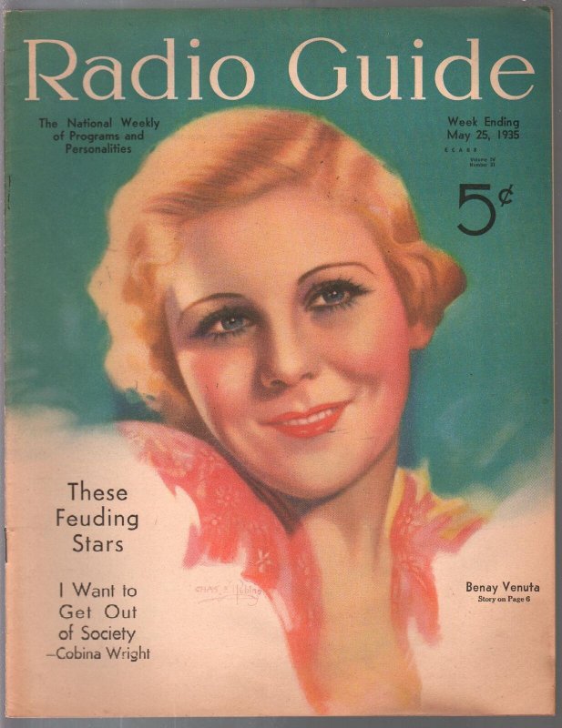MAG: Radio Guide 5/25/1935-Benay Venuta-Chas. E. Rubino-Ghost Gang-NM-, raw comic book in NM- condition — front cover