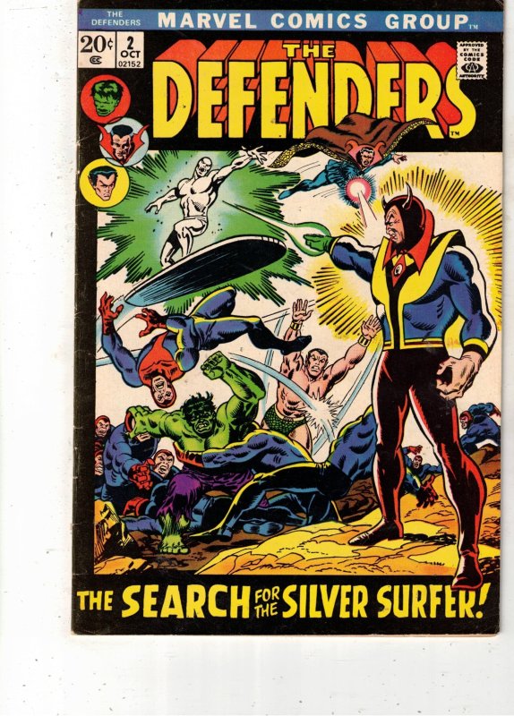 The Defenders #2 (Marvel Comics, 1972), raw comic book in VF/NM condition — front cover