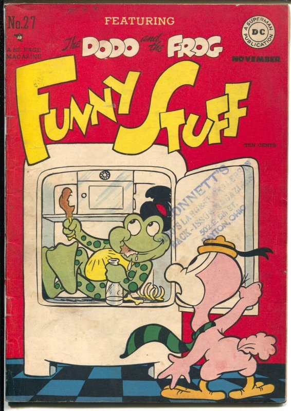 Funny Stuff #27 (DC Comics, 1947), raw comic book in FN- condition — front cover