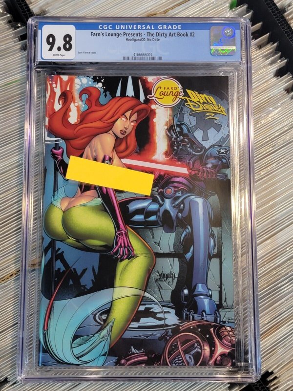 Faro's Lounge Presents Dirty Art Book #2, CGC 9.8 graded comic book, Universal Blue label — front cover in its holder