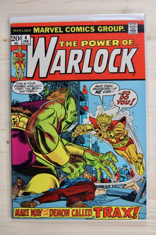 Warlock #4 (Marvel Comics, 1973), raw comic book in VF+ 8.5 condition — front cover