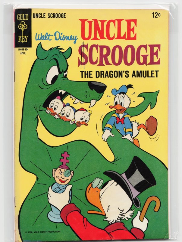 Uncle Scrooge #74 (Gold Key, 1968), raw, ungraded comic book — front cover