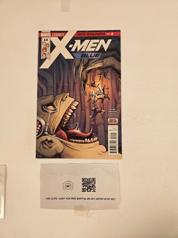 X-Men Blue #14 (Marvel Comics), raw comic book in NM condition — front cover