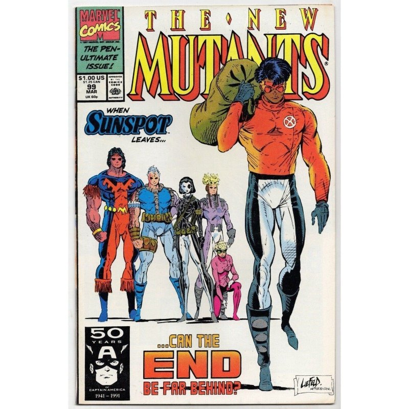 New Mutants #99 (Marvel Comics, 1991), raw comic book in VF/NM 9.0 condition — front cover
