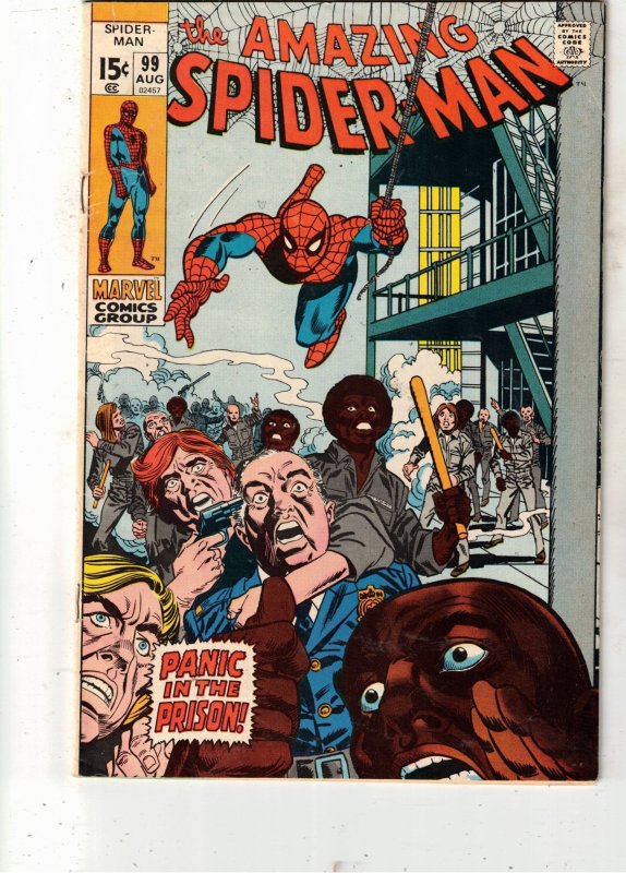 The Amazing Spider-Man #99 (Marvel Comics, 1971), raw comic book in FN/VF condition — front cover