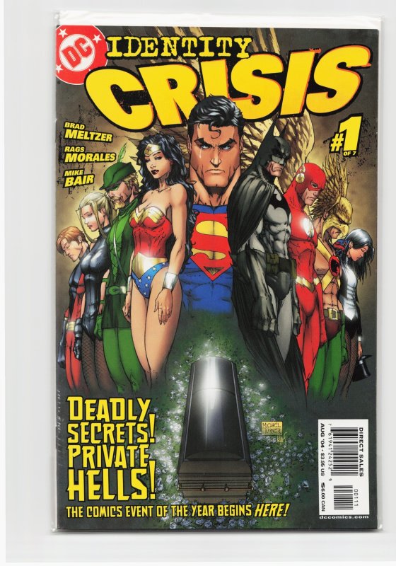 Identity Crisis #1 (DC Comics, 2004), raw, ungraded comic book — front cover