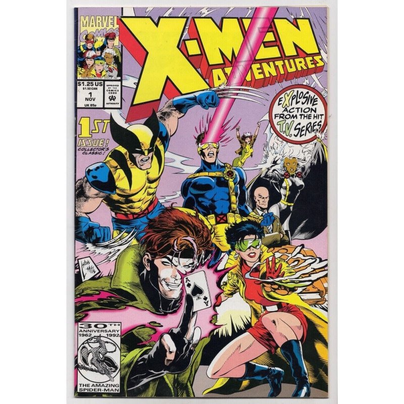 X-Men Adventures #1 (Marvel Comics, 1992), raw comic book in VF- 7.5 condition — front cover