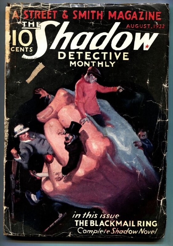 Pulp: Shadow 1932 Aug -THE Blackmail Ring- Street AND Smith-Rare Pulp G+ (1932), raw, ungraded comic book — front cover