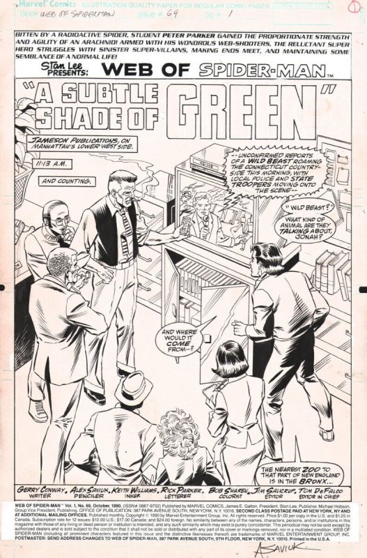 Web of Spider-Man #69 (Marvel Comics), raw, ungraded comic book — front cover