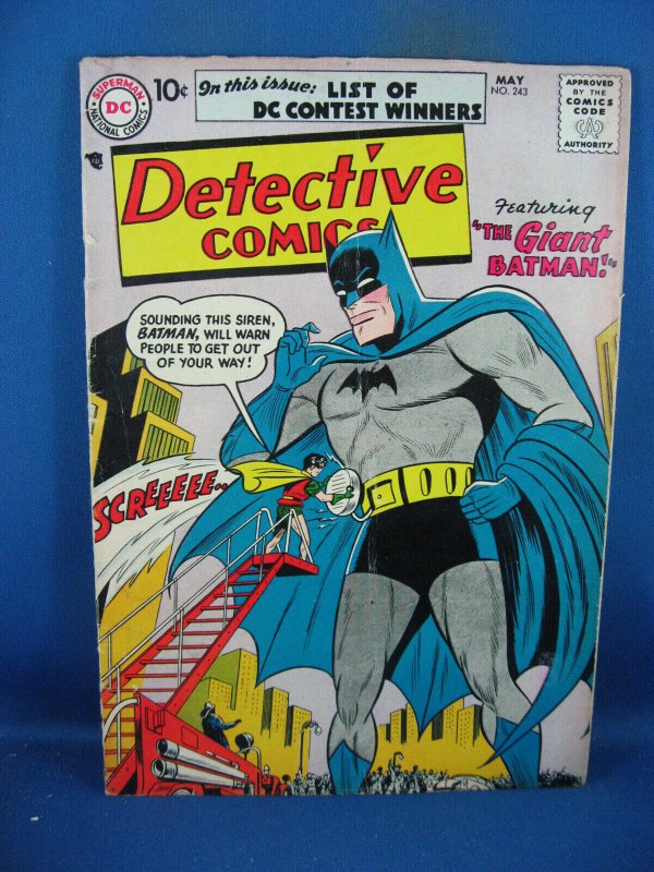 Detective Comics #243 (DC Comics, 1957), raw comic book in VG condition — front cover