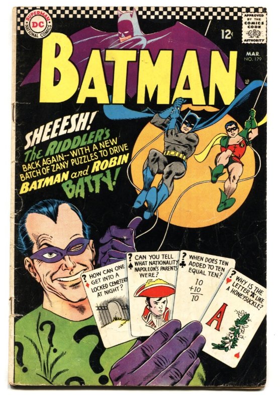 Batman #179 (DC Comics, 1966), raw comic book in VG condition — front cover