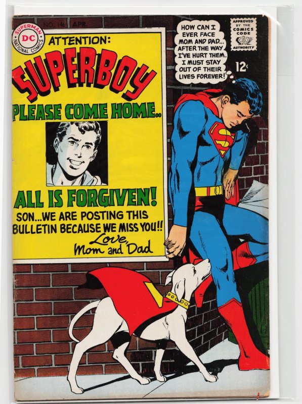 Superboy #146 (DC Comics, 1968), raw, ungraded comic book — front cover
