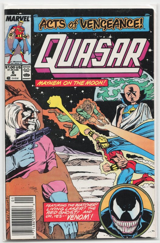 Quasar #6 (Marvel Comics, 1990), raw, ungraded comic book — front cover
