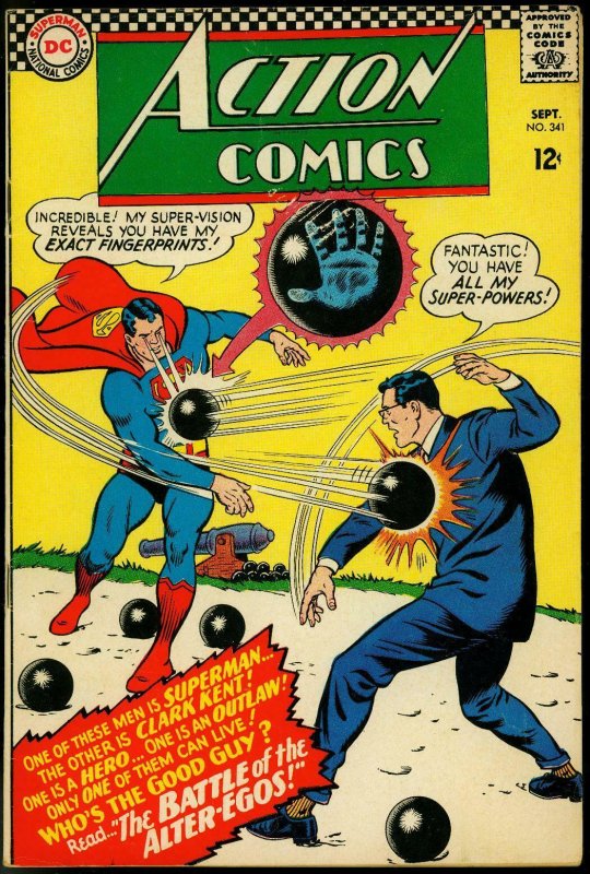 Action Comics #341 (DC Comics, 1966), raw comic book in FN- condition — front cover