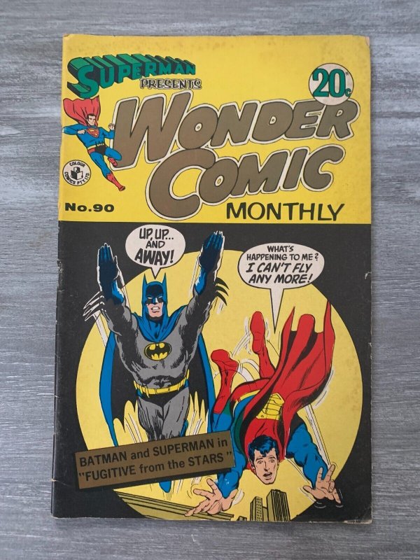 Vintage Superman Presents Wonder Comic Monthly #90, raw comic book in VG+ 4.5 condition — front cover