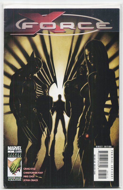 X-Force #7 (Marvel Comics, 2008), raw, ungraded comic book — front cover