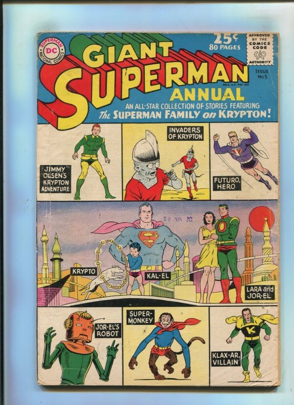 Superman Annual #5 (DC Comics, 1962), raw comic book in 4.0 condition — front cover