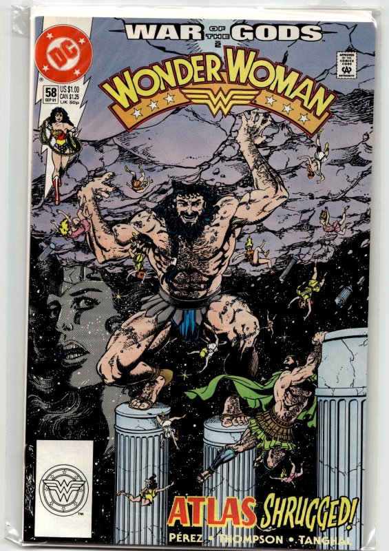 Wonder Woman #58 (DC Comics, 1991), raw, ungraded comic book — front cover
