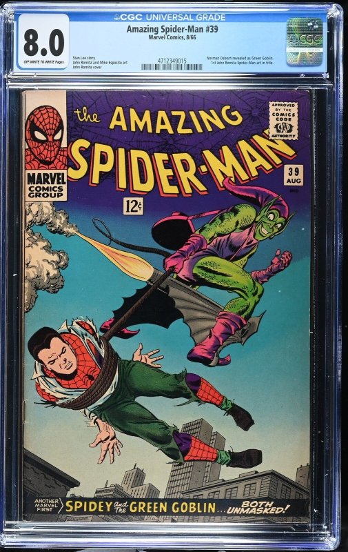 Amazing Spider-Man #39 (Marvel Comics, 2023), CGC 8.0 graded comic book, Universal Blue label — front cover in its holder