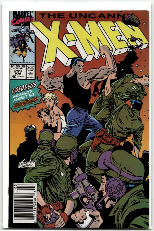 The Uncanny X-Men #259 (Marvel Comics, 1990), raw, ungraded comic book — front cover