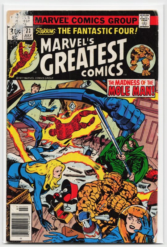 Marvel's Greatest Comics #71 (Marvel Comics, 1977), raw, ungraded comic book — front cover