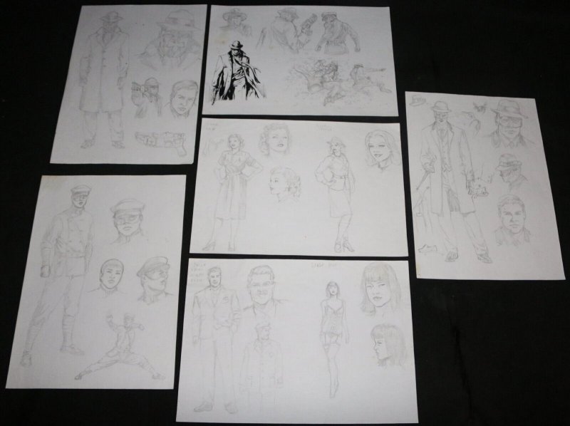 The Green Hornet Character Designs 6pc Set art by Kewber Baal, raw, ungraded comic book — front cover
