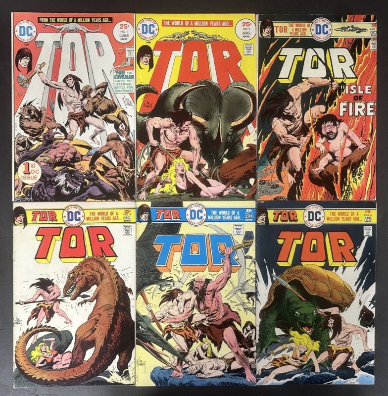 Tor (1975) #1-6 Complete VF- Set Joe Kubert DC (DC Comics, 1975), raw comic book in VF- condition — front cover