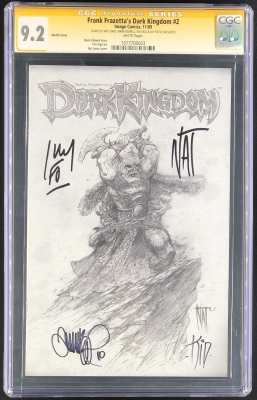 Frank Frazetta's Dark Kingdom #2, CGC 9.2 graded comic book, Signature Series label — front cover in its holder