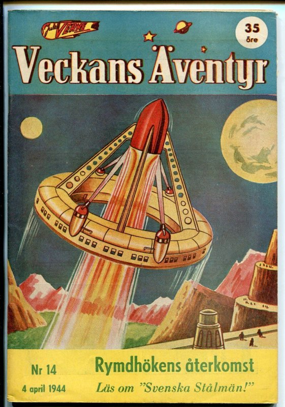 Jules Verne Veckans Aventyr Vol 5 #14 (1944), raw comic book in VF condition — front cover