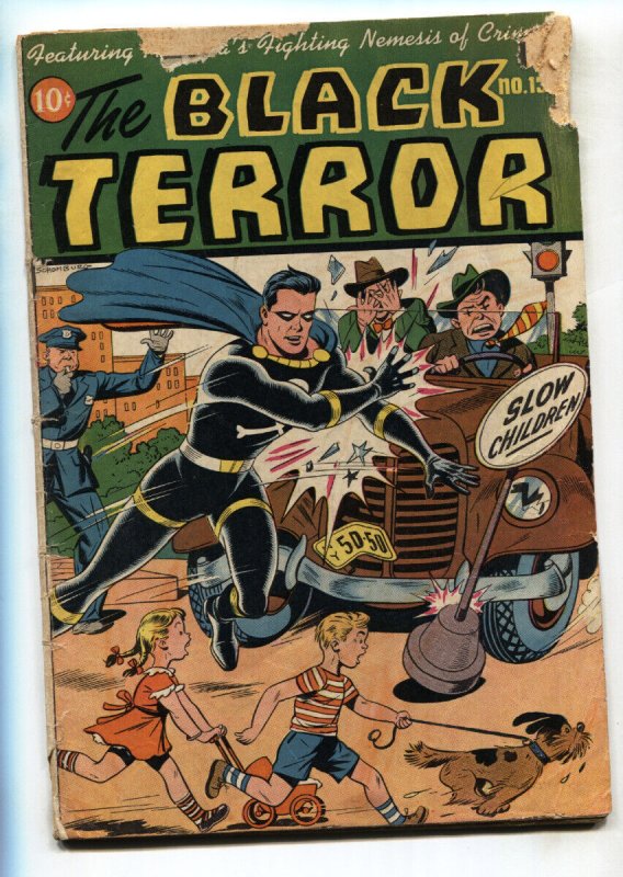 The Black Terror #12 (Nedor Comics, 1946), raw, ungraded comic book — front cover