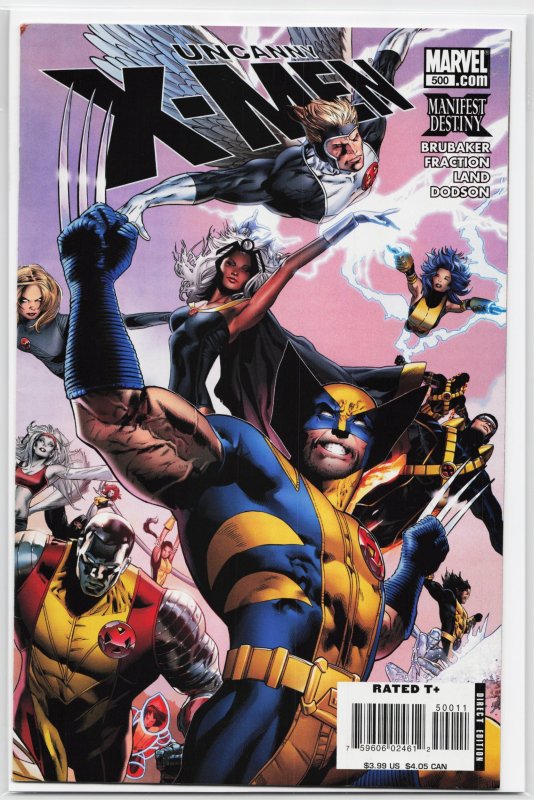 The Uncanny X-Men #500 (Marvel Comics, 2008), raw, ungraded comic book — front cover