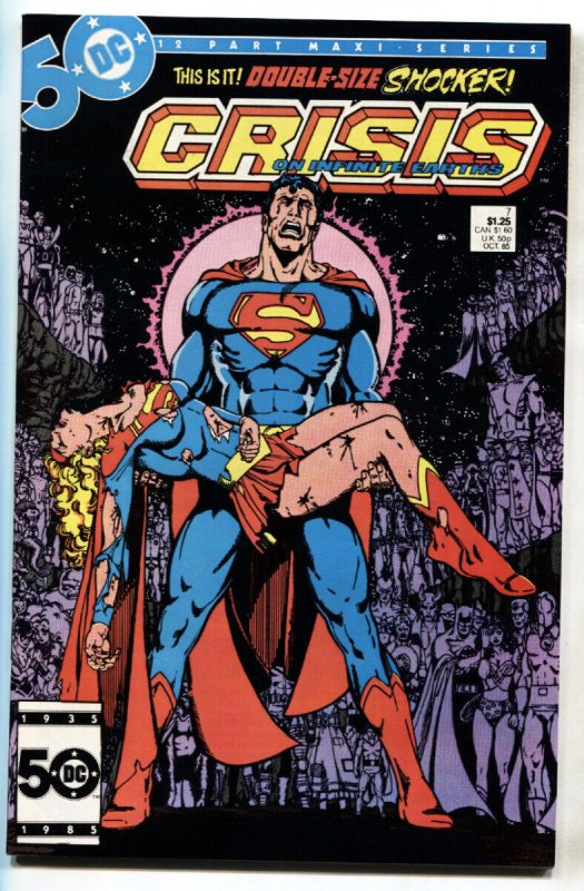 Crisis on Infinite Earth #7 (DC Comics, 1985), raw comic book in NM- condition — front cover