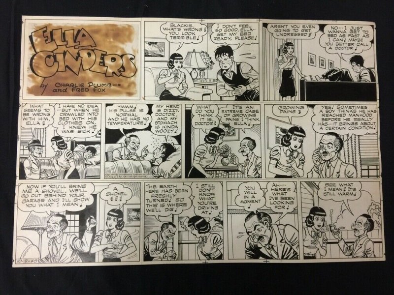 Ella Cinders Sunday Newspaper Original Comic Strip Art October #9 (1949), raw, ungraded comic book — front cover
