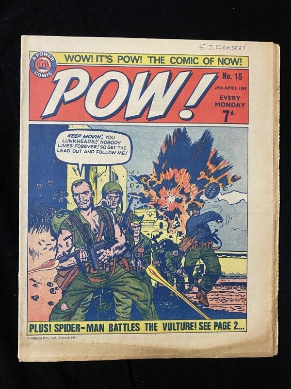 Pow! #15 (Odhams Press), raw comic book in VG condition — front cover