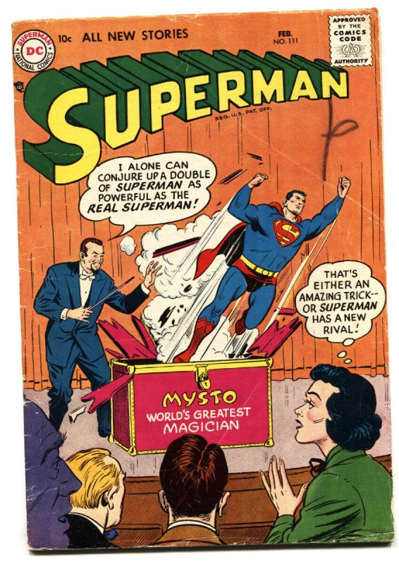 Superman #111 - 1957 - DC - VG - Comic Book (DC Comics, 1957), raw comic book in VG condition — front cover