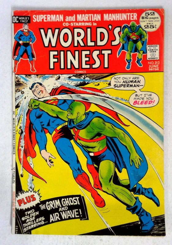 World's Finest #212 (DC Comics, 1972), raw comic book in VG condition — front cover