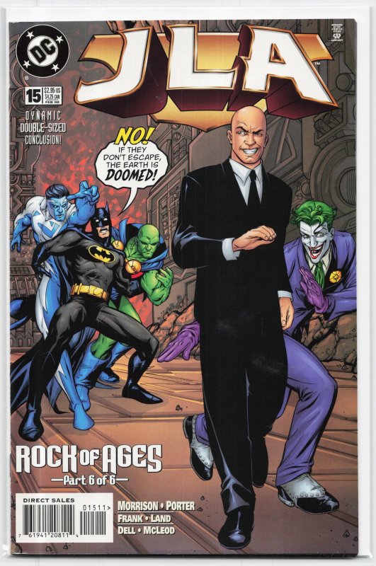 JLA #15 (DC Comics, 1998), raw, ungraded comic book — front cover