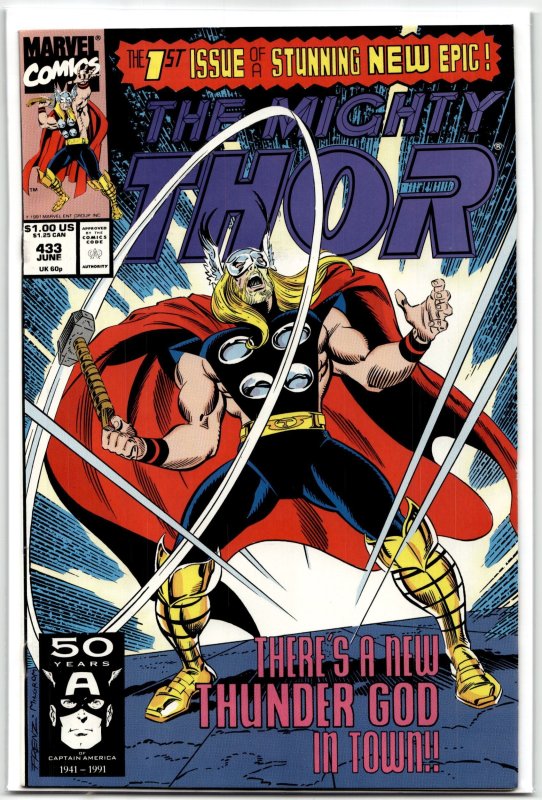 The Mighty Thor #433 (Marvel Comics, 1991), raw, ungraded comic book — front cover