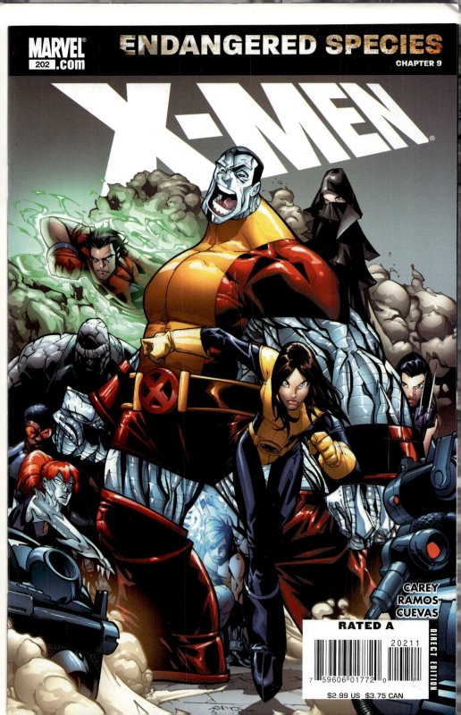 X-Men #202 (Marvel Comics, 2007), raw, ungraded comic book — front cover